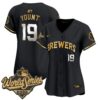 Women's Milwaukee Brewers Robin Yount 2026 World Series Vapor Premier Limited Jersey - All Stitched - Black Gold