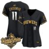 Women's Milwaukee Brewers Jackson Chourio 2026 World Series Vapor Premier Limited Jersey - All Stitched - Black Gold
