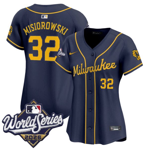 Women's Milwaukee Brewers Jacob Misiorowski 2026 World Series Vapor Premier Limited Jersey - All Stitched - Navy