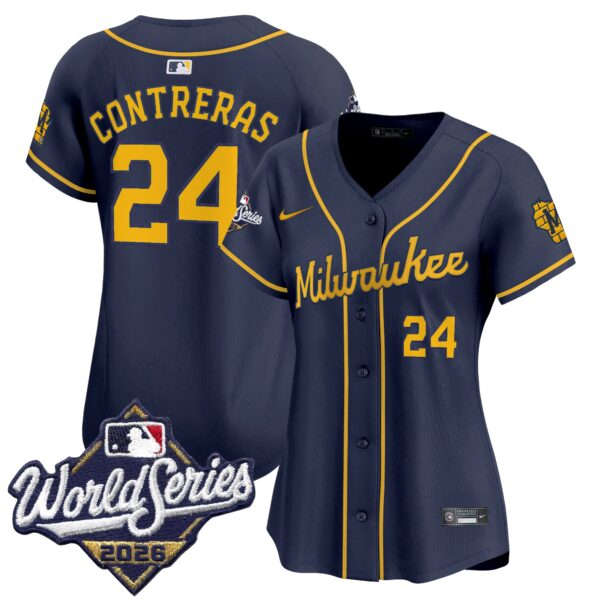 Women's Milwaukee Brewers William Contreras 2026 World Series Vapor Premier Limited Jersey - All Stitched - Navy