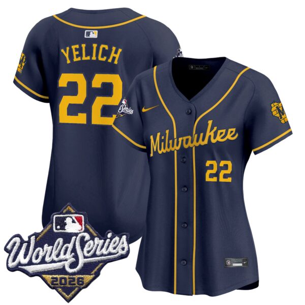 Women's Milwaukee Brewers Christian Yelich 2026 World Series Vapor Premier Limited Jersey - All Stitched - Navy