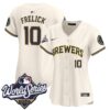 Women's Milwaukee Brewers Sal Frelick 2026 World Series Vapor Premier Limited Jersey - All Stitched - Cream
