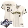 Women's Milwaukee Brewers Brice Turang 2026 World Series Vapor Premier Limited Jersey - All Stitched - Cream