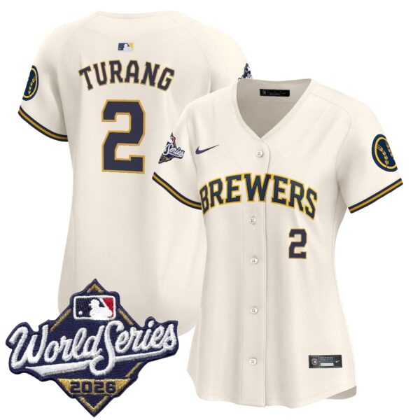 Women's Milwaukee Brewers Brice Turang 2026 World Series Vapor Premier Limited Jersey - All Stitched - Cream
