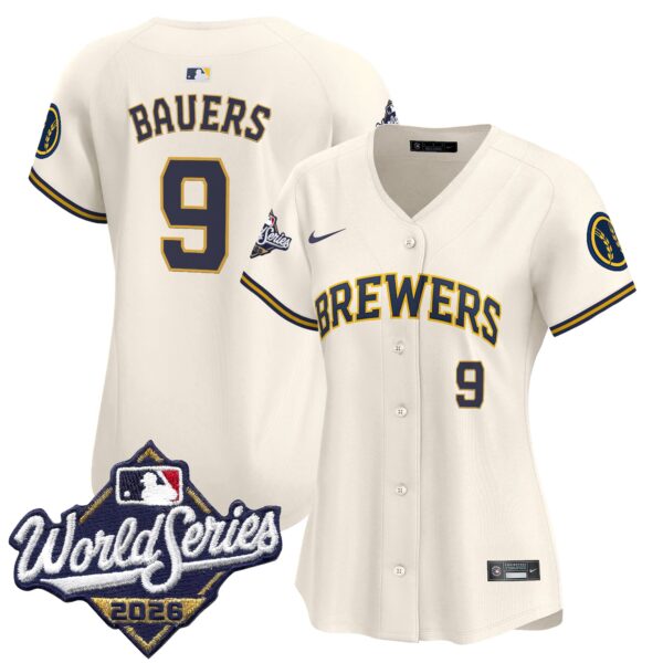 Women's Milwaukee Brewers Jake Bauers 2026 World Series Vapor Premier Limited Jersey - All Stitched - Cream