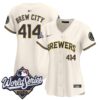 Women's Milwaukee Brewers Brew City 414 2026 World Series Vapor Premier Limited Jersey - All Stitched - Cream