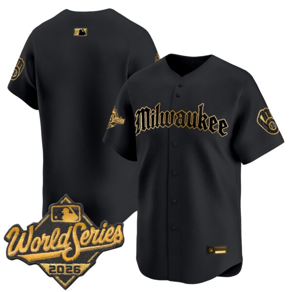 Milwaukee Brewers Team 2026 World Series Gothic Edition Vapor Limited Jersey - All Stitched - Black Gold