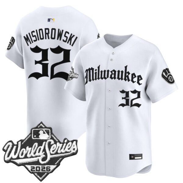 Milwaukee Brewers Jacob Misiorowski 2026 World Series Gothic Edition Vapor Limited Jersey - All Stitched - White