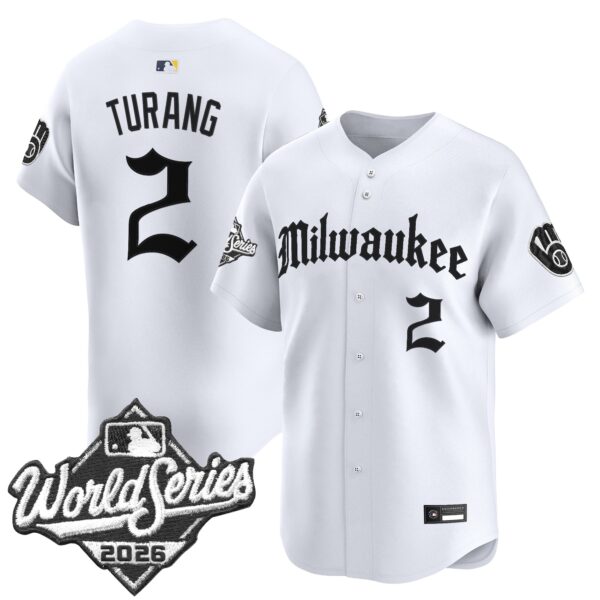 Milwaukee Brewers Brice Turang 2026 World Series Gothic Edition Vapor Limited Jersey - All Stitched - White