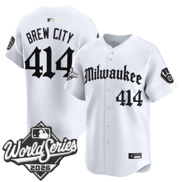 Milwaukee Brewers Brew City 414 2026 World Series Gothic Edition Vapor Limited Jersey - All Stitched - White