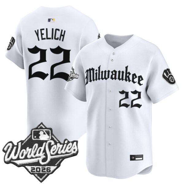 Milwaukee Brewers Christian Yelich 2026 World Series Gothic Edition Vapor Limited Jersey - All Stitched - White
