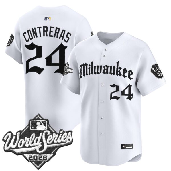 Milwaukee Brewers William Contreras 2026 World Series Gothic Edition Vapor Limited Jersey - All Stitched - White