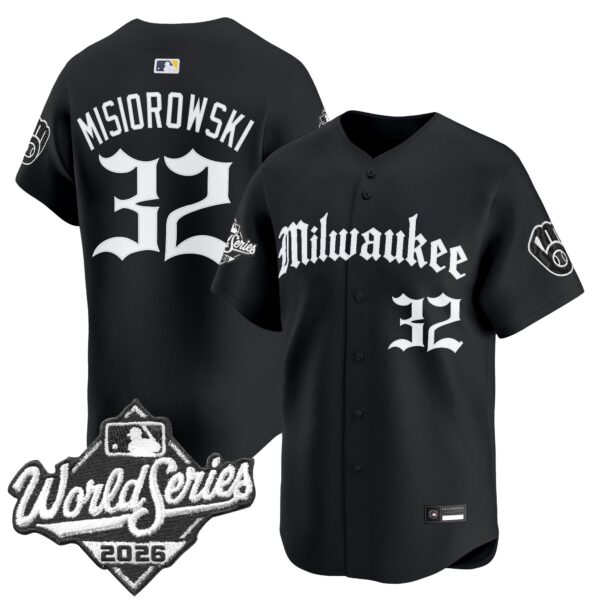 Milwaukee Brewers Jacob Misiorowski 2026 World Series Gothic Edition Vapor Limited Jersey - All Stitched - Black