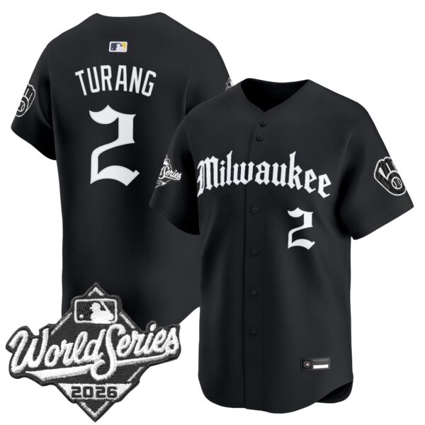 Milwaukee Brewers Brice Turang 2026 World Series Gothic Edition Vapor Limited Jersey - All Stitched - Black