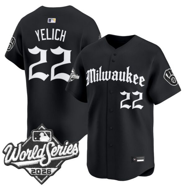 Milwaukee Brewers Christian Yelich 2026 World Series Gothic Edition Vapor Limited Jersey - All Stitched - Black
