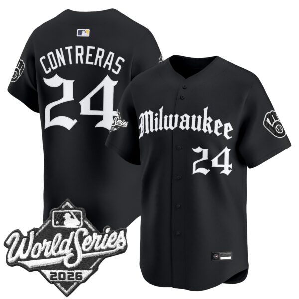 Milwaukee Brewers William Contreras 2026 World Series Gothic Edition Vapor Limited Jersey - All Stitched - Black
