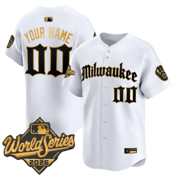 Milwaukee Brewers 2026 World Series Gothic Edition Vapor Limited Custom Jersey - All Stitched - White Gold