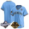 Milwaukee Brewers Team Throwback 2026 World Series & Bob Uecker Patch Vapor Limited Jersey - All Stitched - Blue