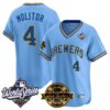 Milwaukee Brewers Paul Molitor Throwback 2026 World Series & Bob Uecker Patch Vapor Limited Jersey - All Stitched - Blue
