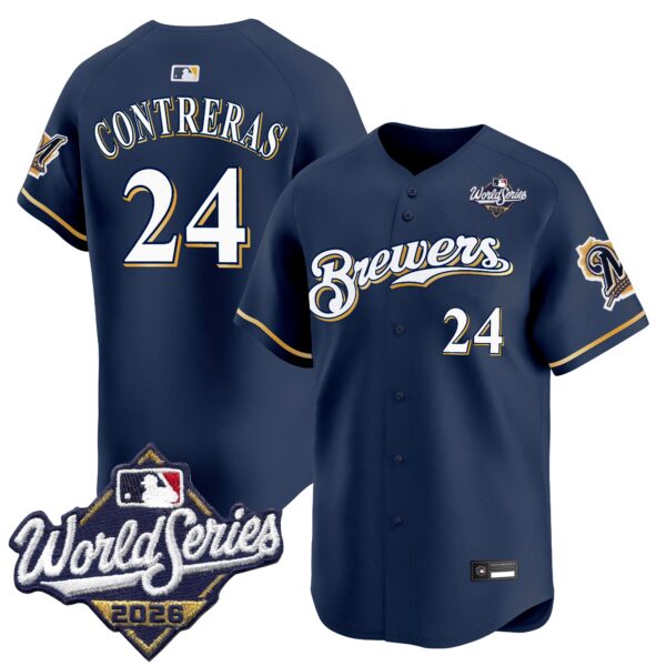 Milwaukee Brewers William Contreras 2026 World Series Throwback Vapor Limited Jersey - All Stitched - Navy