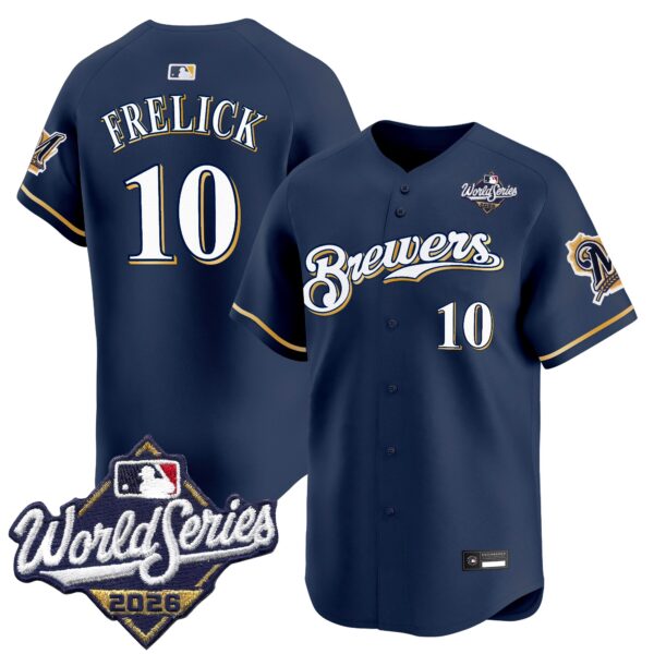 Milwaukee Brewers Sal Frelick 2026 World Series Throwback Vapor Limited Jersey - All Stitched - Navy