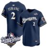 Milwaukee Brewers Brice Turang 2026 World Series Throwback Vapor Limited Jersey - All Stitched - Navy