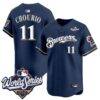 Milwaukee Brewers Jackson Chourio 2026 World Series Throwback Vapor Limited Jersey - All Stitched - Navy