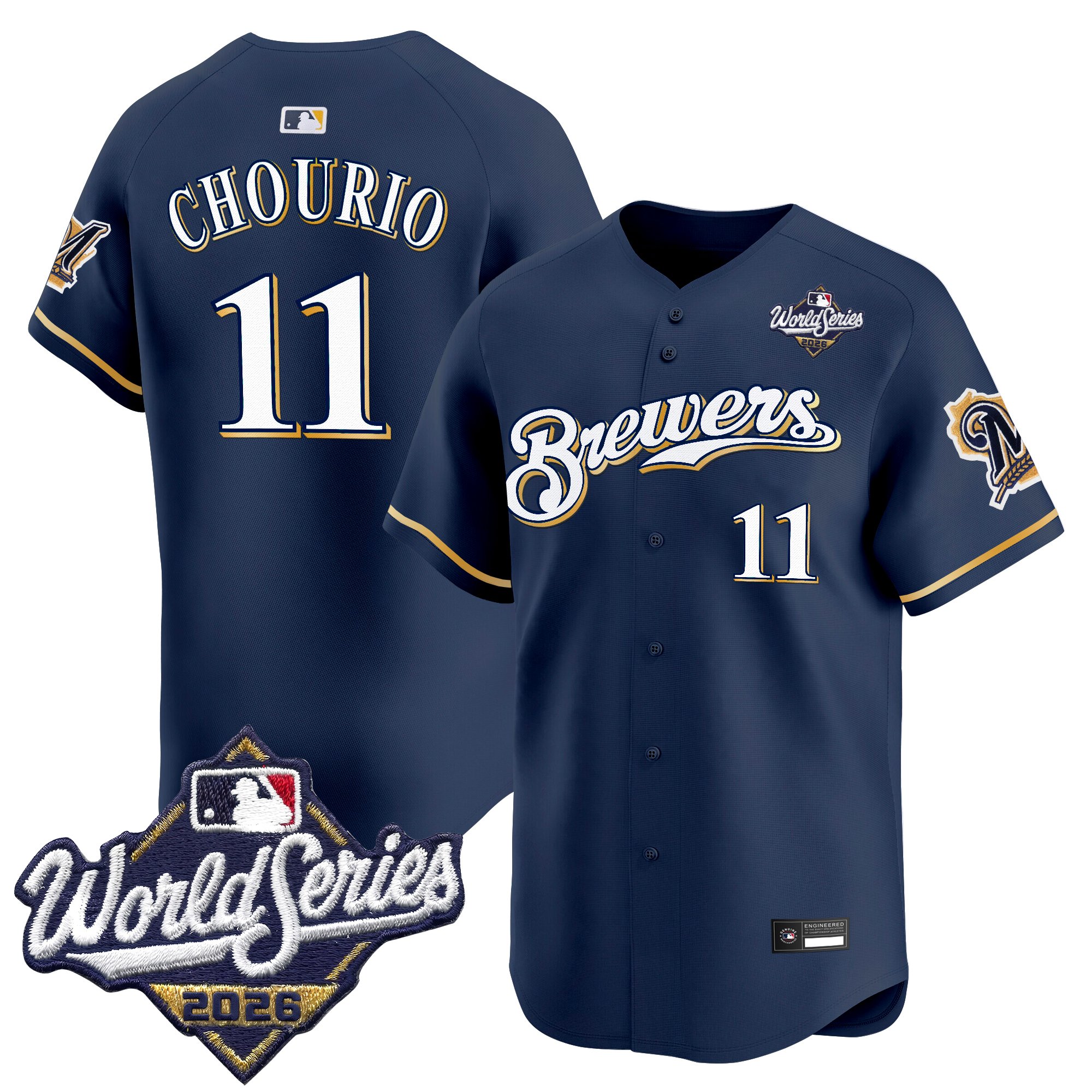 Milwaukee Brewers Jackson Chourio 2026 World Series Throwback Vapor Limited Jersey - All Stitched - Navy
