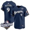 Milwaukee Brewers Jake Bauers 2026 World Series Throwback Vapor Limited Jersey - All Stitched - Navy