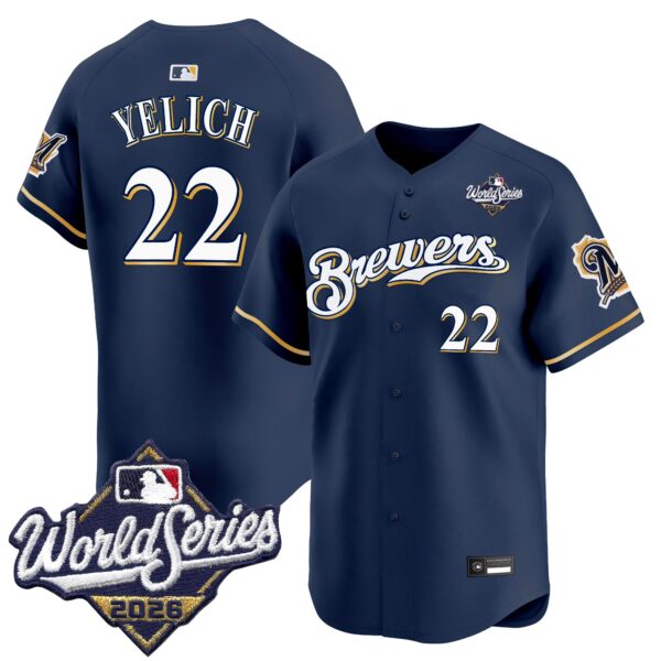 Milwaukee Brewers Christian Yelich 2026 World Series Throwback Vapor Limited Jersey - All Stitched - Navy