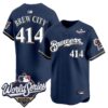 Milwaukee Brewers Brew City 414 2026 World Series Throwback Vapor Limited Jersey - All Stitched - Navy