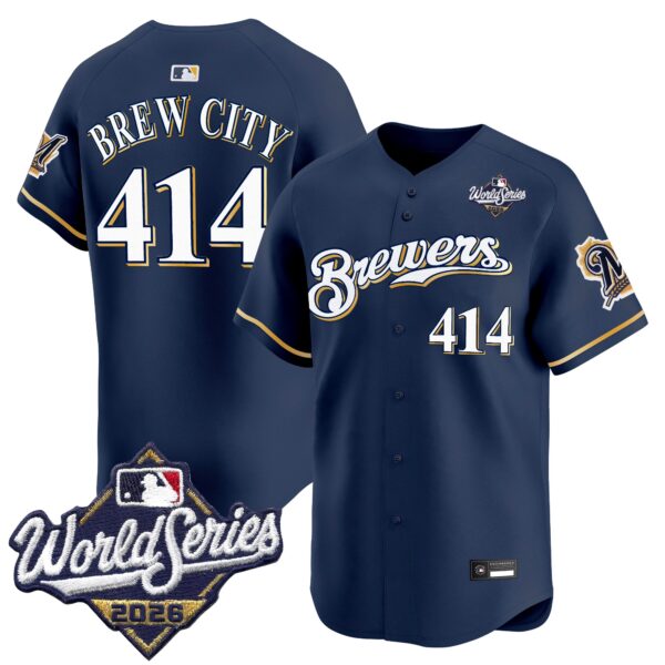 Milwaukee Brewers Brew City 414 2026 World Series Throwback Vapor Limited Jersey - All Stitched - Navy