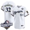 Milwaukee Brewers Jacob Misiorowski 2026 World Series Throwback Vapor Limited Jersey - All Stitched - White