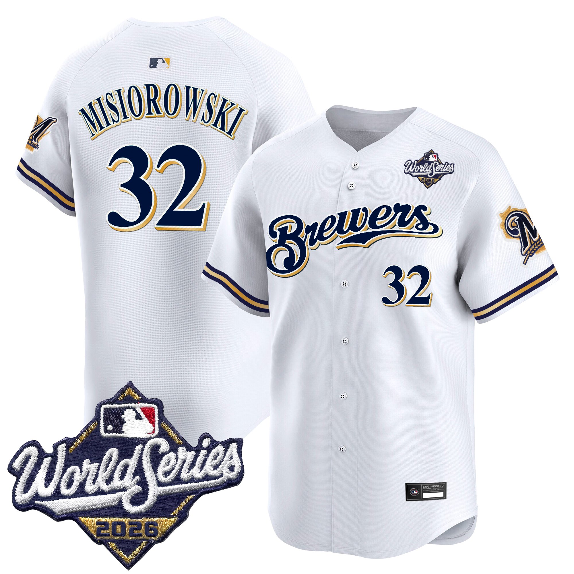 Milwaukee Brewers Jacob Misiorowski 2026 World Series Throwback Vapor Limited Jersey - All Stitched - White