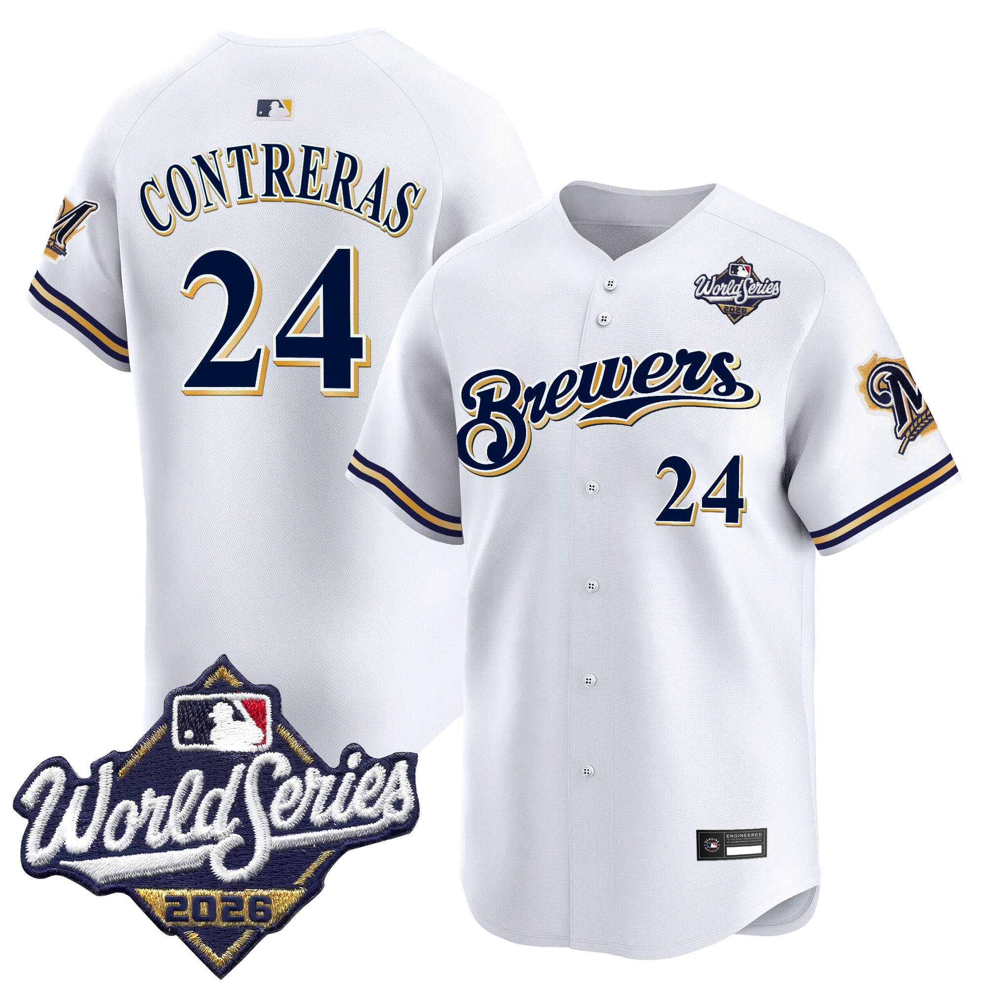 Milwaukee Brewers William Contreras 2026 World Series Throwback Vapor Limited Jersey - All Stitched - White