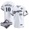 Milwaukee Brewers Sal Frelick 2026 World Series Throwback Vapor Limited Jersey - All Stitched - White