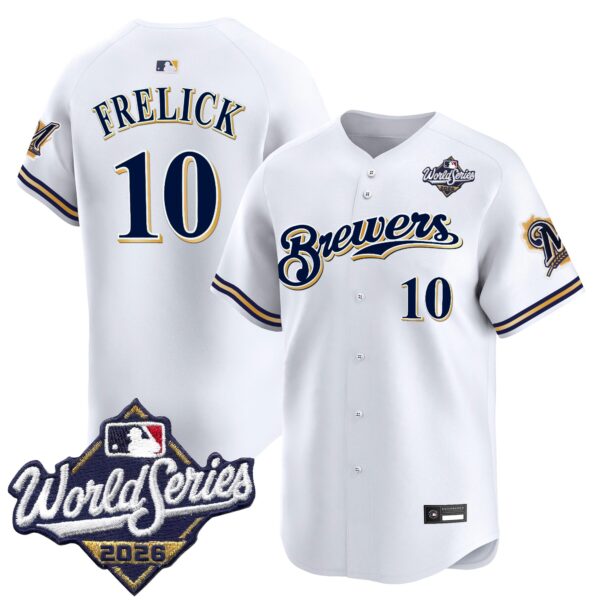 Milwaukee Brewers Sal Frelick 2026 World Series Throwback Vapor Limited Jersey - All Stitched - White