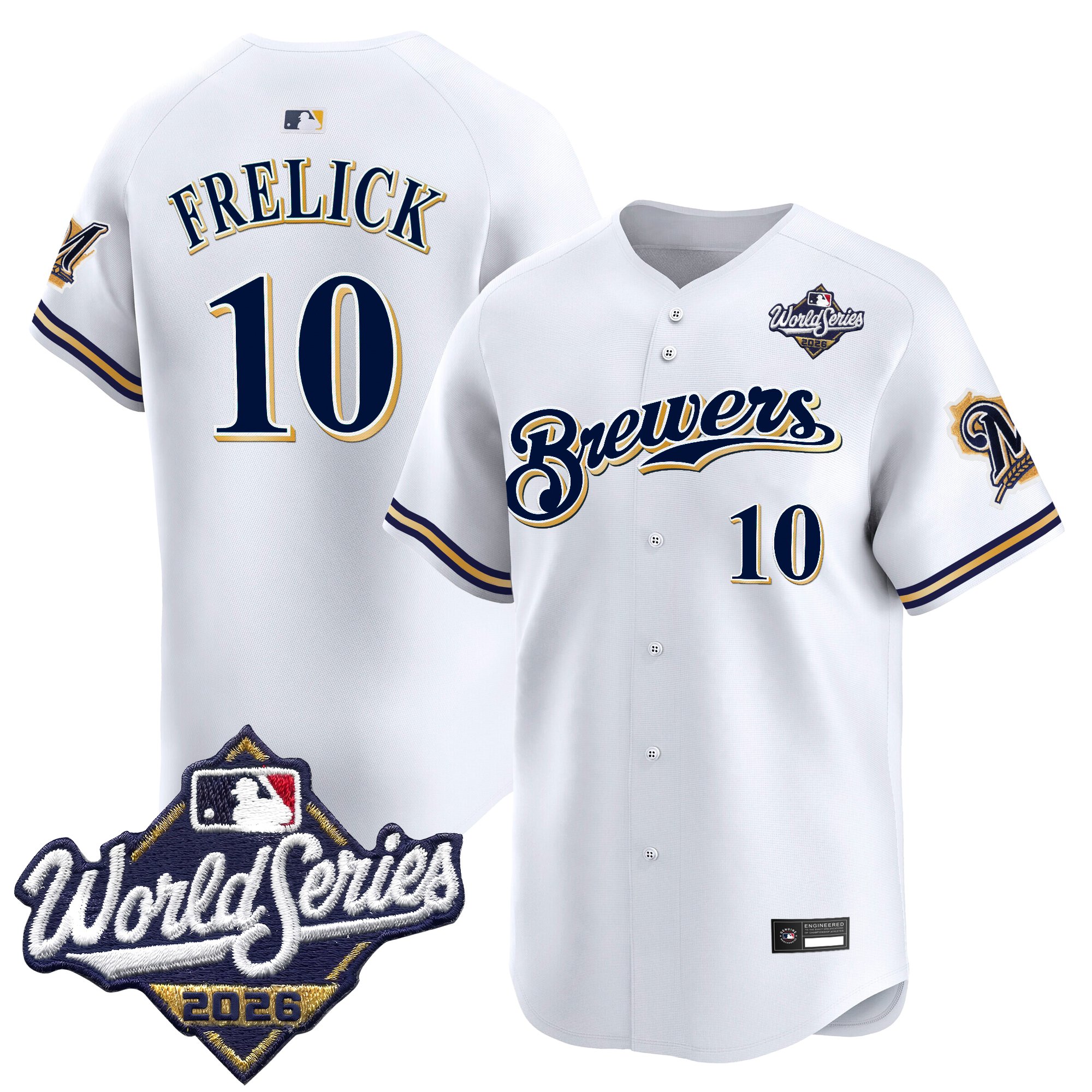 Milwaukee Brewers Sal Frelick 2026 World Series Throwback Vapor Limited Jersey - All Stitched - White