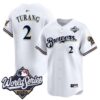 Milwaukee Brewers Brice Turang 2026 World Series Throwback Vapor Limited Jersey - All Stitched - White
