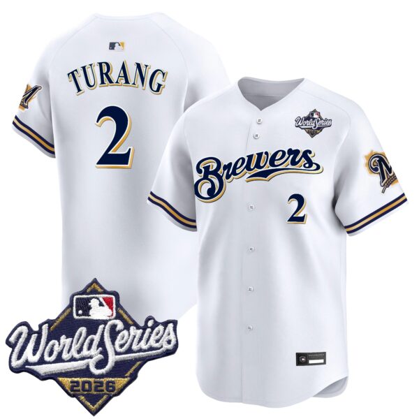 Milwaukee Brewers Brice Turang 2026 World Series Throwback Vapor Limited Jersey - All Stitched - White