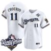 Milwaukee Brewers Jackson Chourio 2026 World Series Throwback Vapor Limited Jersey - All Stitched - White