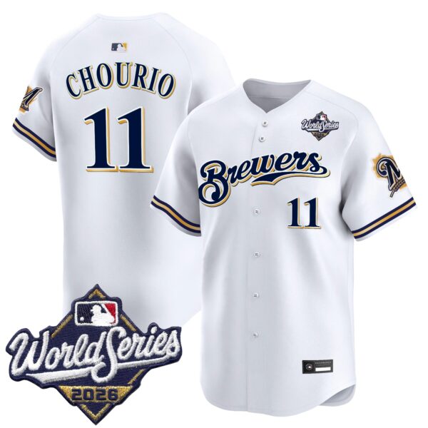 Milwaukee Brewers Jackson Chourio 2026 World Series Throwback Vapor Limited Jersey - All Stitched - White
