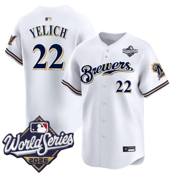 Milwaukee Brewers Christian Yelich 2026 World Series Throwback Vapor Limited Jersey - All Stitched - White