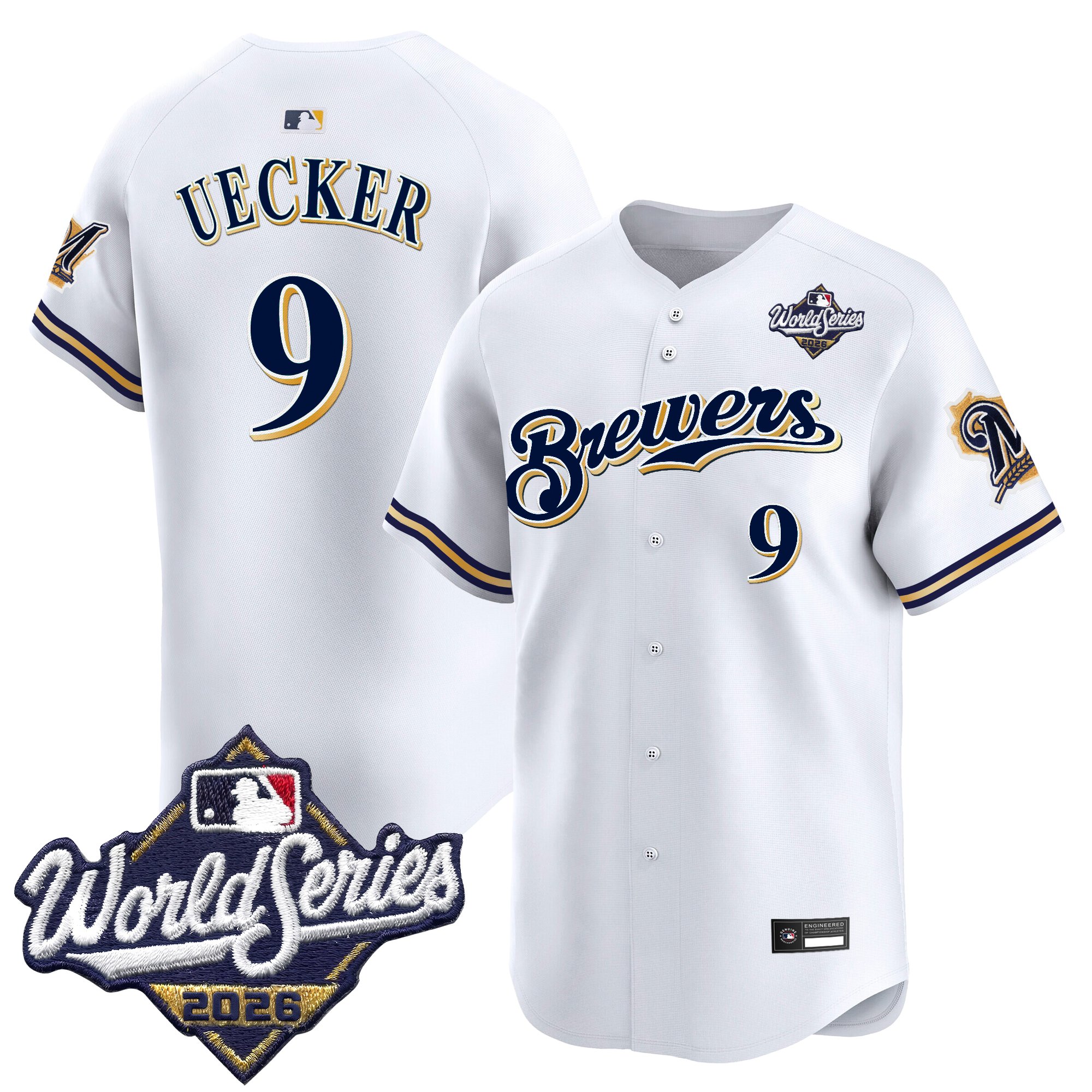 Milwaukee Brewers Bob Uecker 2026 World Series Throwback Vapor Limited Jersey - All Stitched - White
