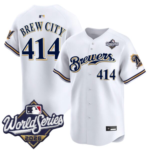 Milwaukee Brewers Brew City 414 2026 World Series Throwback Vapor Limited Jersey - All Stitched - White