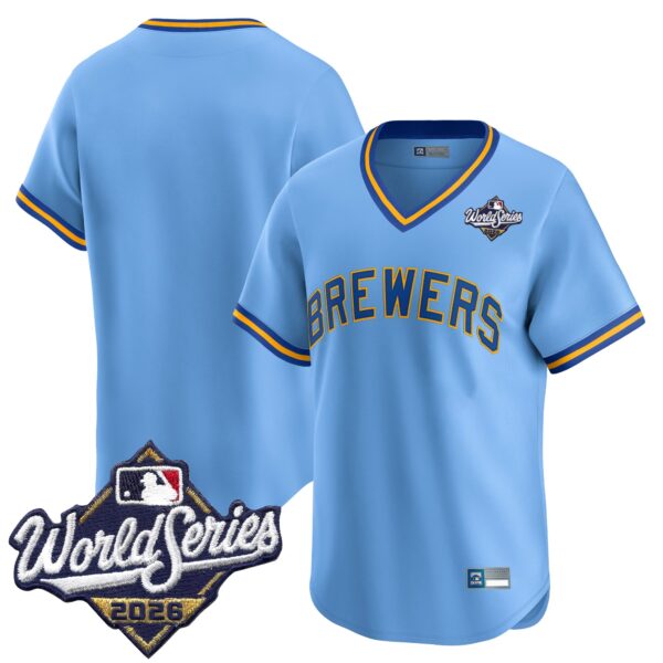Milwaukee Brewers Team 2026 World Series Throwback Vapor Limited Jersey - All Stitched - Blue