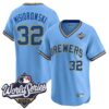 Milwaukee Brewers Jacob Misiorowski 2026 World Series Throwback Vapor Limited Jersey - All Stitched - Blue