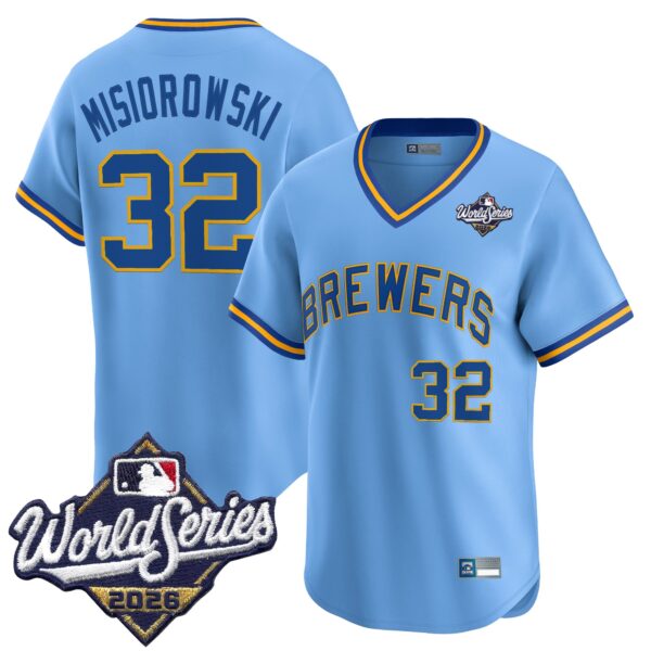Milwaukee Brewers Jacob Misiorowski 2026 World Series Throwback Vapor Limited Jersey - All Stitched - Blue