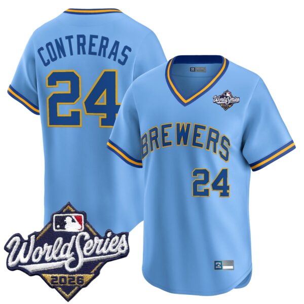 Milwaukee Brewers William Contreras 2026 World Series Throwback Vapor Limited Jersey - All Stitched - Blue