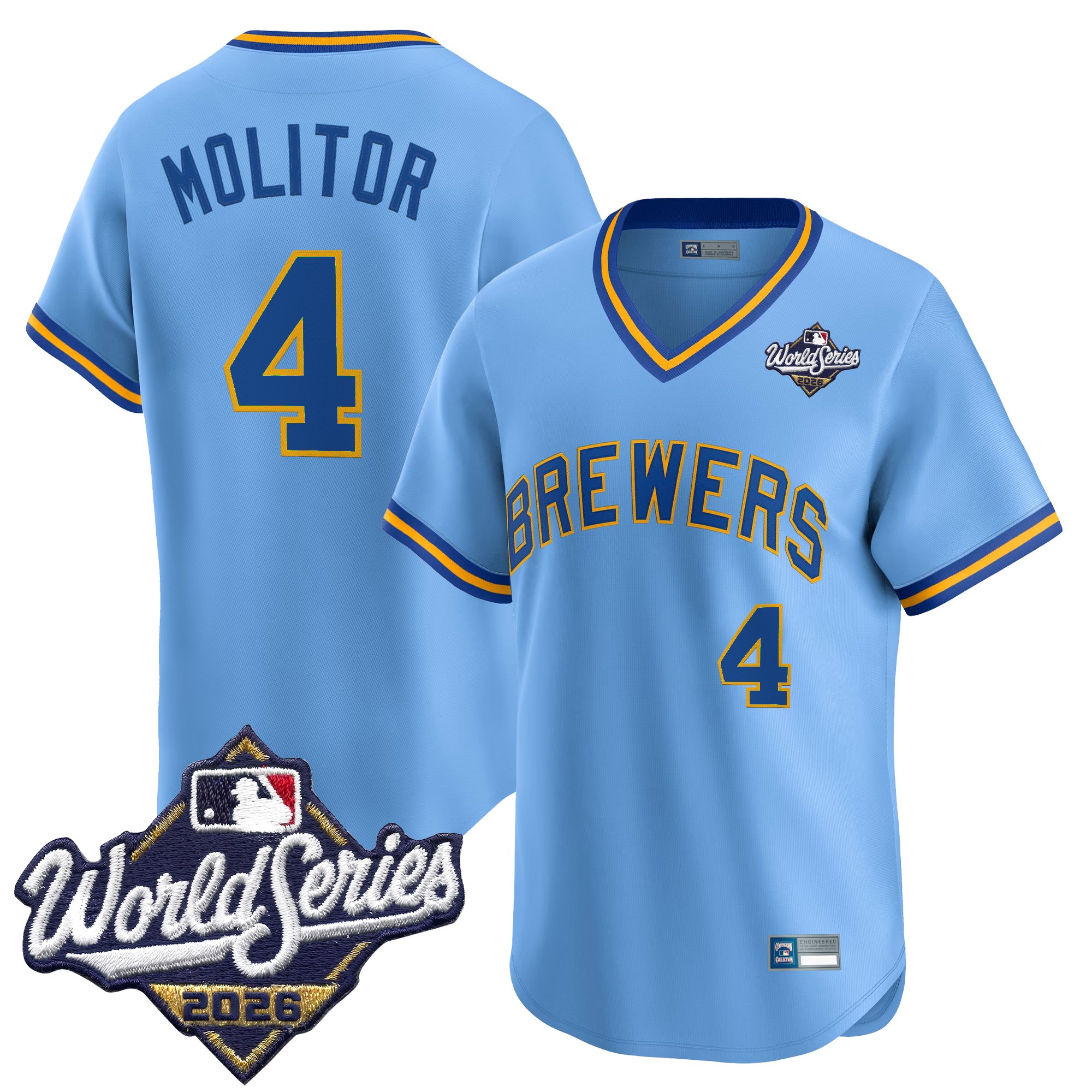 Milwaukee Brewers Paul Molitor 2026 World Series Throwback Vapor Limited Jersey - All Stitched - Blue